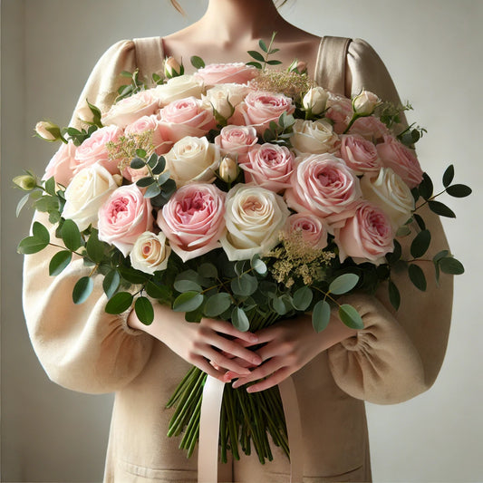 Bouquet de Roses Blanches et Roses