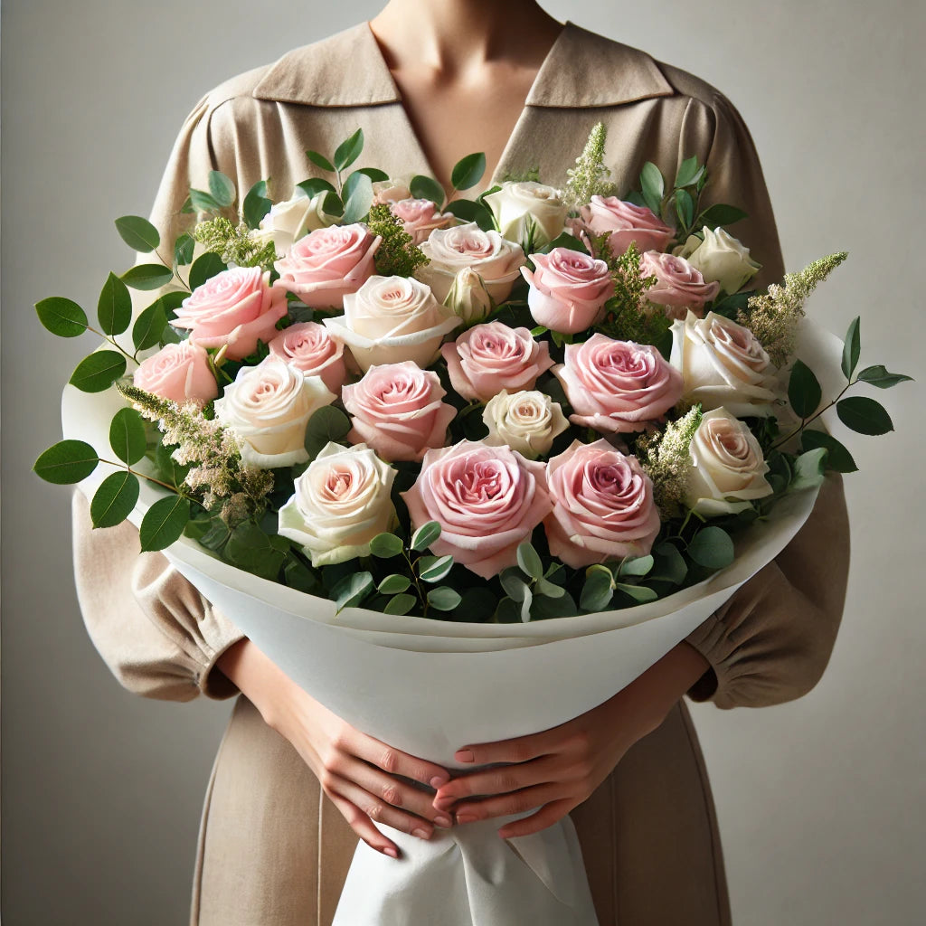 Bouquet de Roses Blanches et Roses