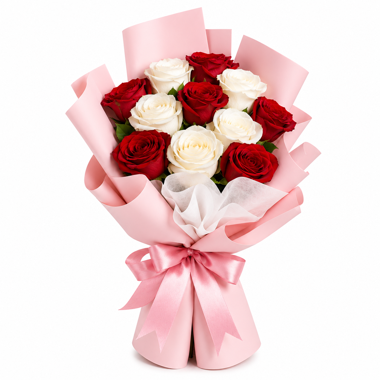 Bouquet de roses rouges et blanches OhSouk