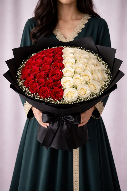 Bouquet de Roses Rouges et Blanches — Contraste Absolu