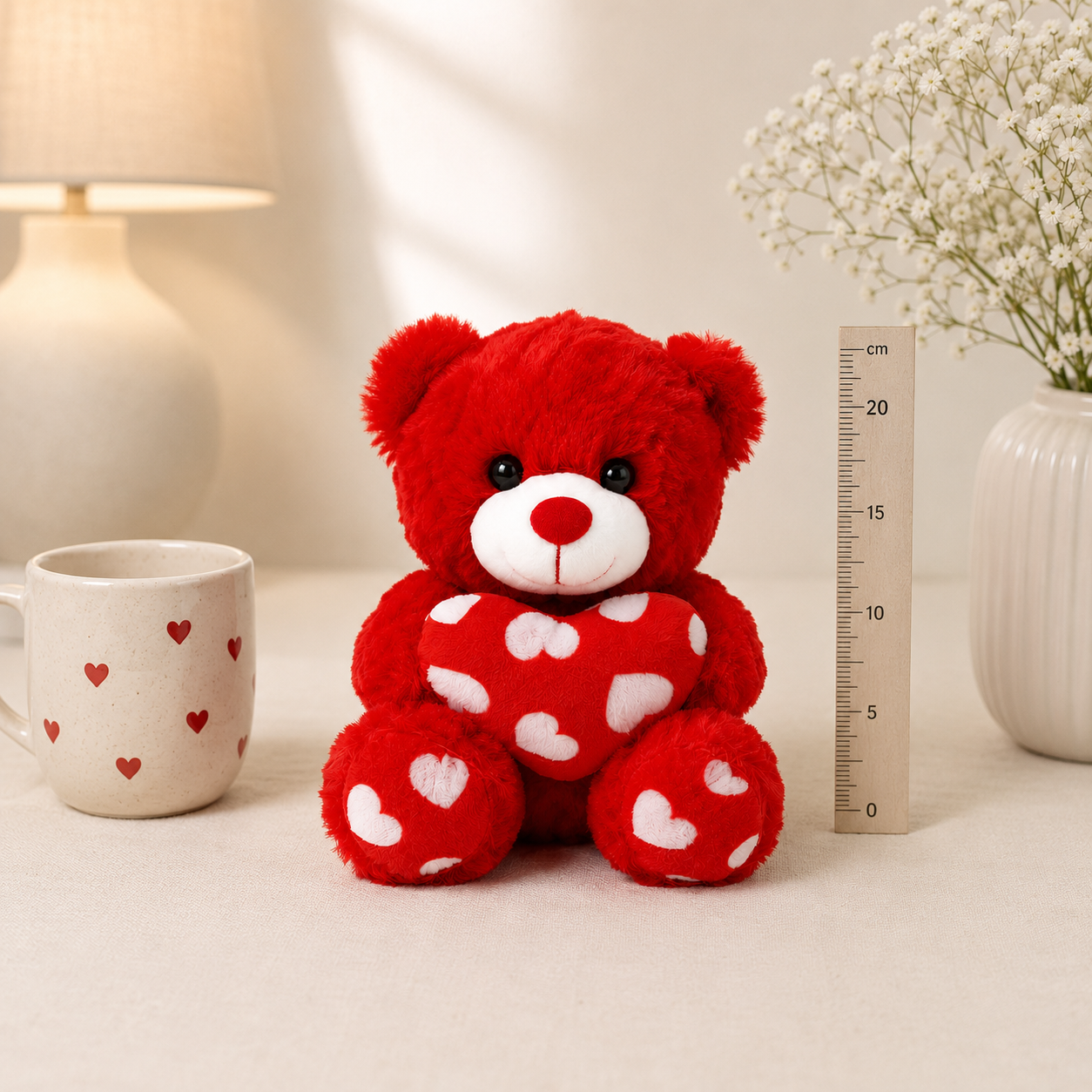 Peluche Ourson Rouge "Câlin Passion" 20cm