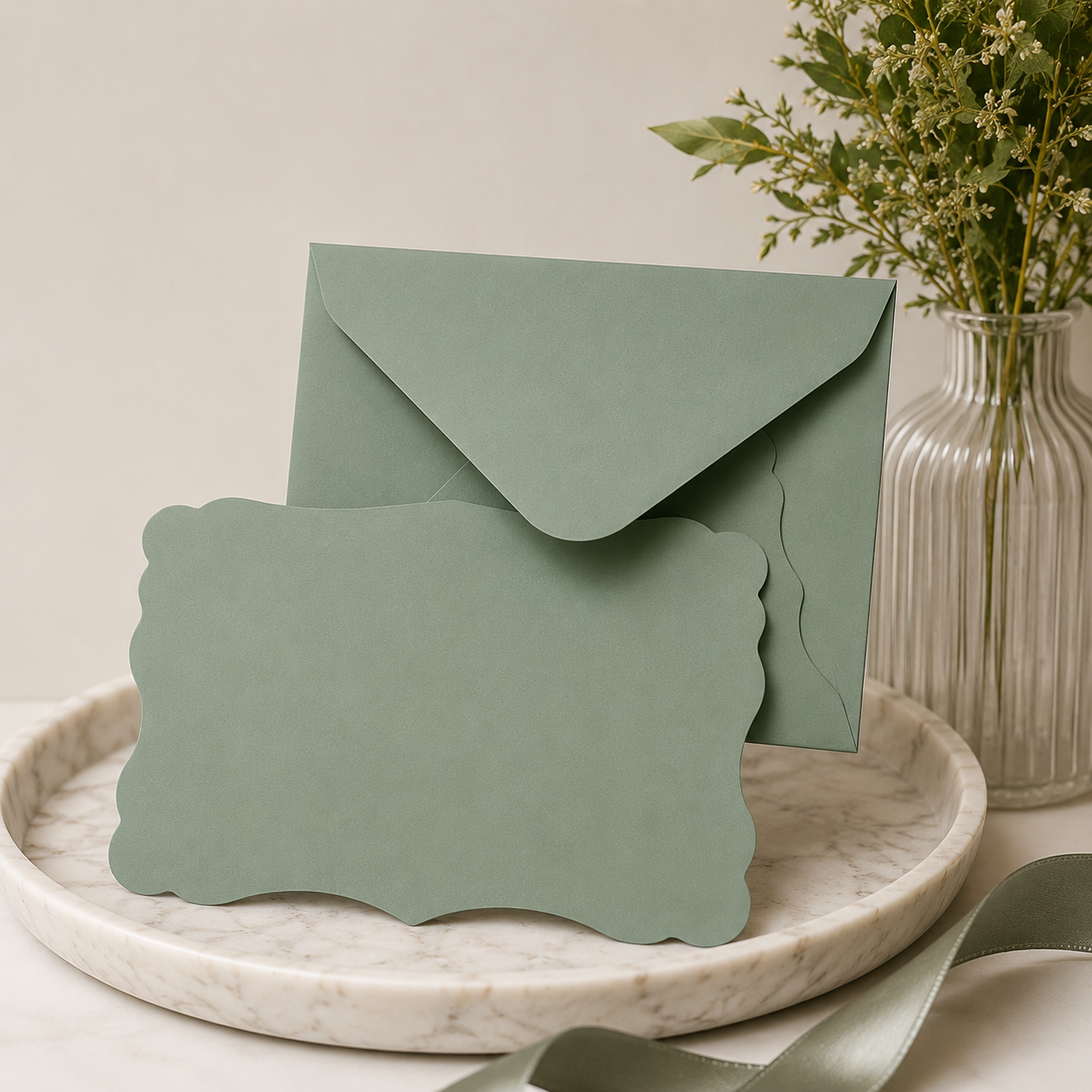 Carte Sauge Élégante — Message Personnalisé