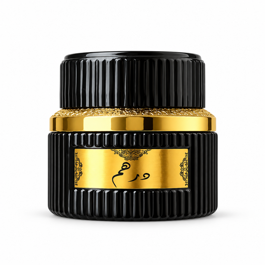 Pot de bakhoor Dirham noir et or, tablettes 80 g, Choose Me Perfumes