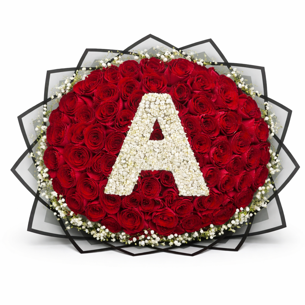 101 Red Roses with Initial — L'Absolu