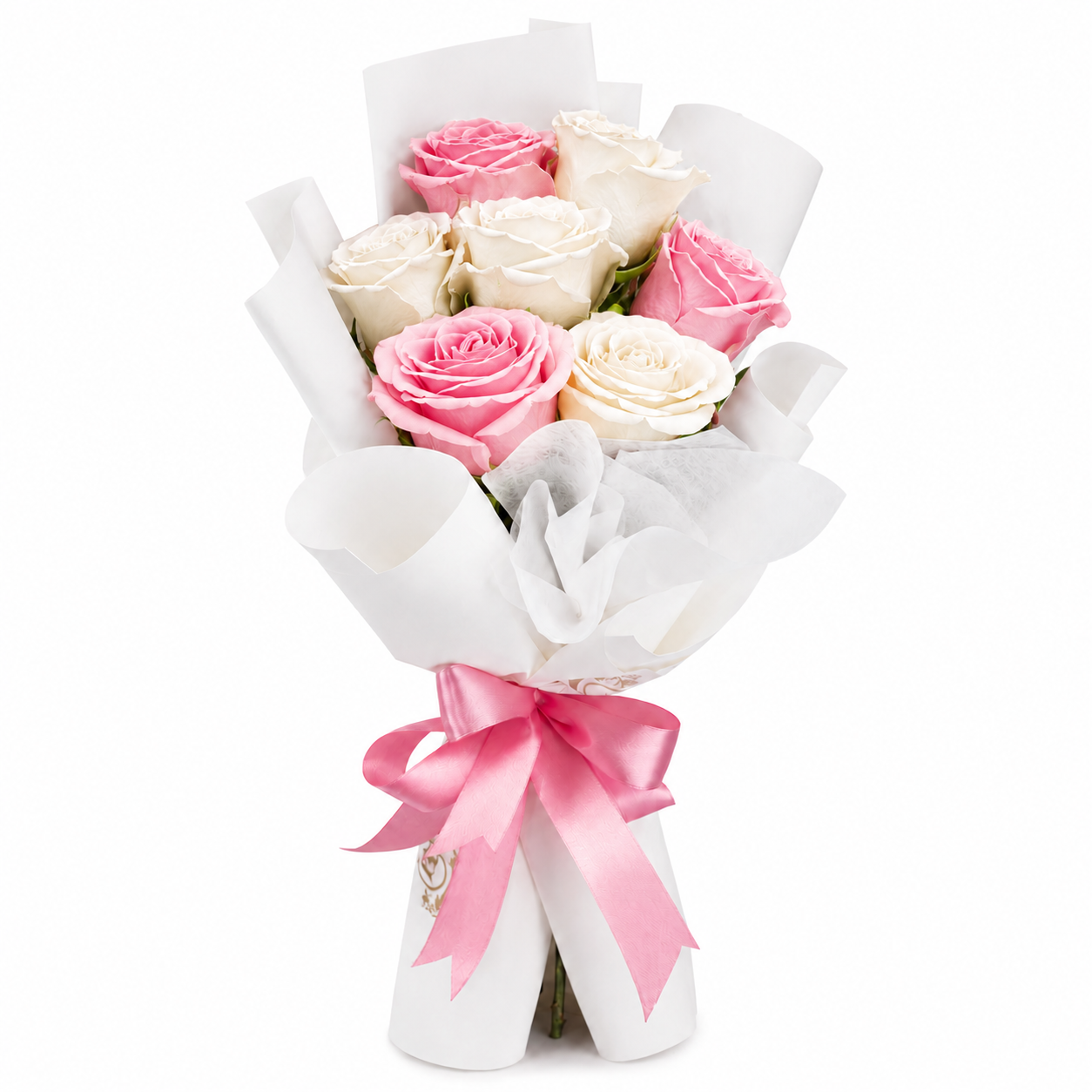 Bouquet de roses blanches et roses OhSouk – vue 1