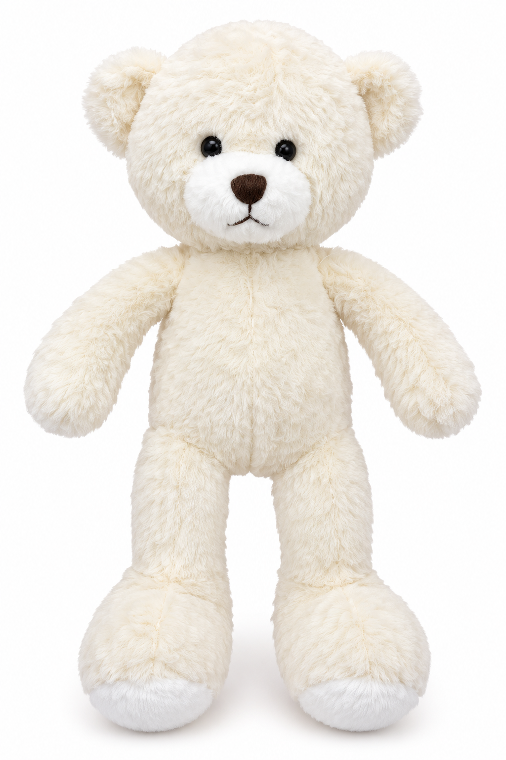 Peluche ours crème classique debout, museau et pieds blancs