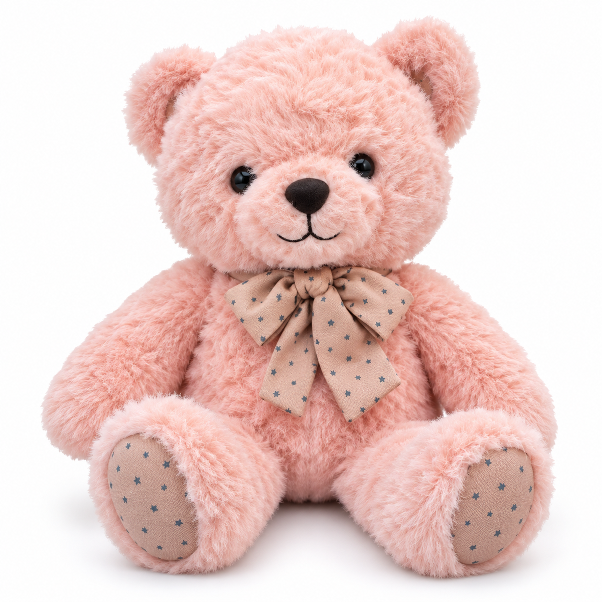 Peluche ours rose poudré avec nœud étoilé